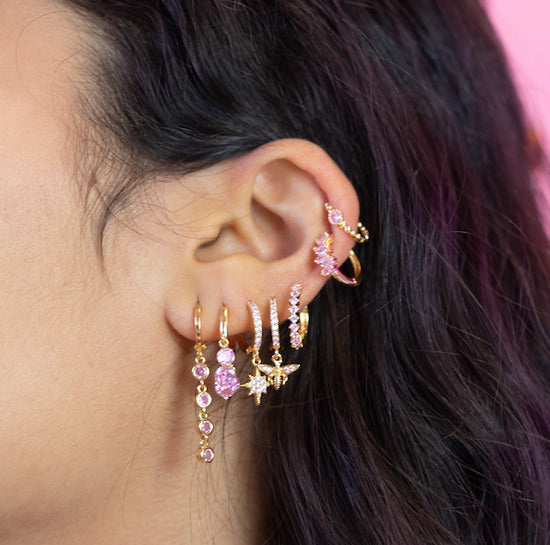 Ellica Pink Gold Droplet Huggie Earrings