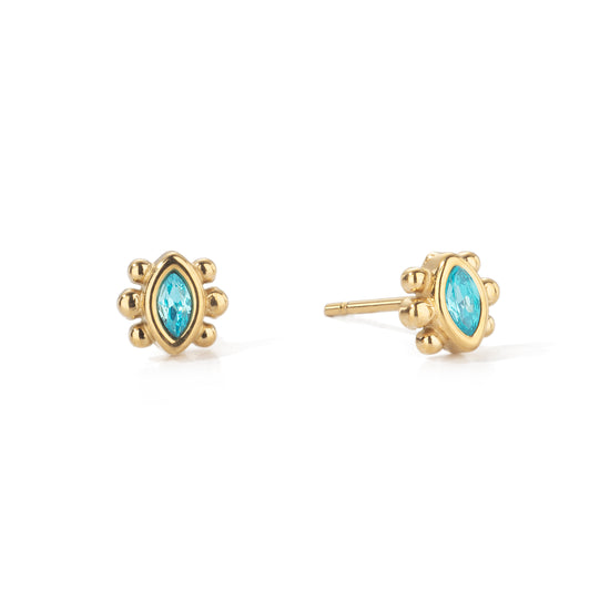 Francesca Stud Earrings Gold & Turqouise