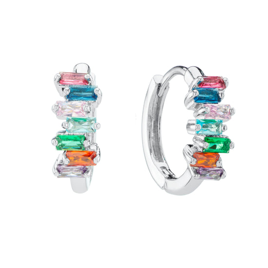 Lola Silver Rainbow Huggie Earrings