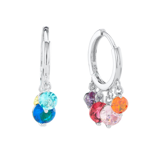 Iris Silver Rainbow Waterfall Huggie Earrings