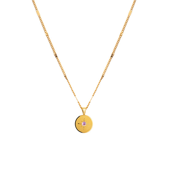 Juno Waterproof Gold Purple Necklace