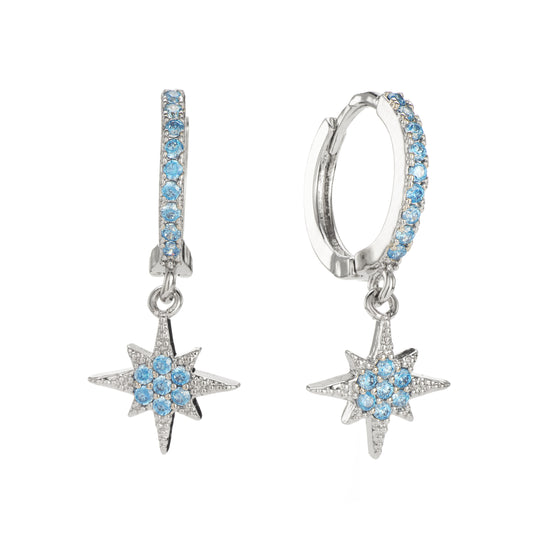 Cosima Silver Turquoise Star Huggie Earrings