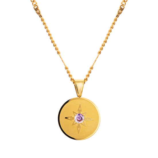 Juno Waterproof Gold Purple Necklace