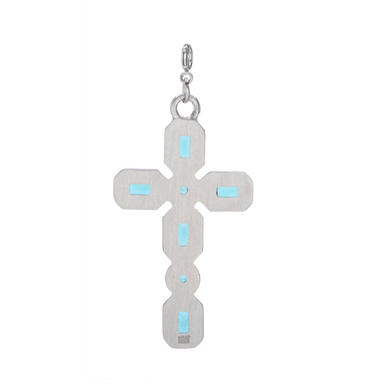 Phoebe Waterproof Turquoise Silver Cross Pendant Charm