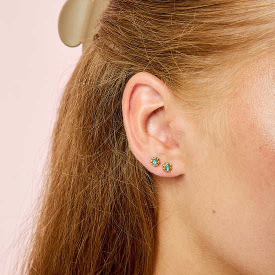 Francesca Stud Earrings Gold & Turqouise