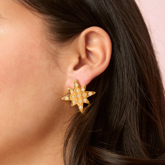 Kiki Gold Crystal Star Stud Earrings