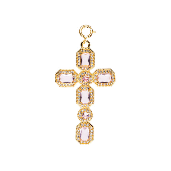 Phoebe Waterproof Pink Gold Cross Pendant Charm