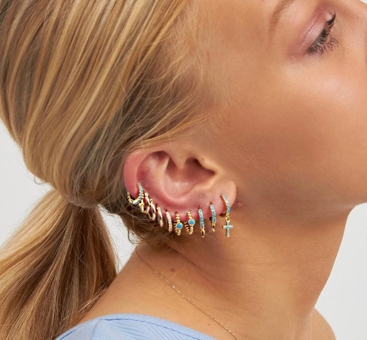 Nadine Turquoise Huggie Hoops set