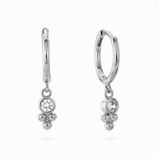 Trinity Silver Crystal Huggie Earrings