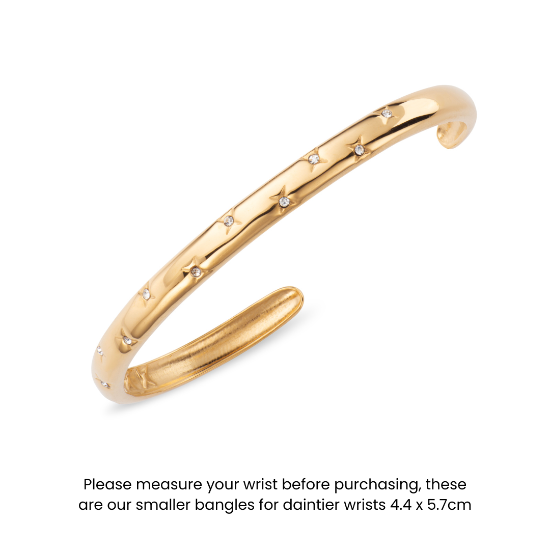 Amelia Crystal Gold Star Bangle S/M Bijoux De Mimi