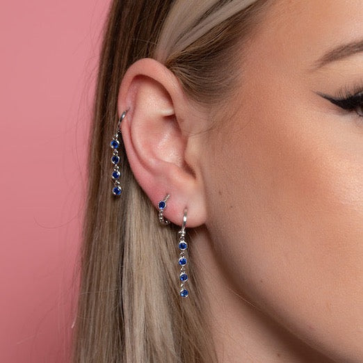 Cecilia Blue Droplet Huggie Hoops