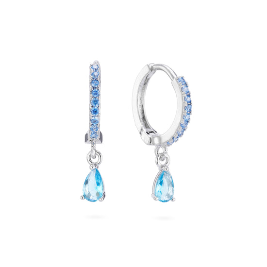 Ottillie Turquoise Silver Raindrop Huggie Earrings
