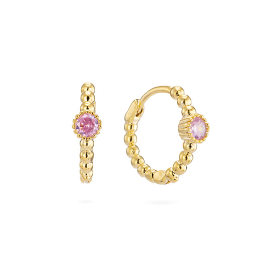 Nadine Pink Gold Dainty Gem Huggie Earrings