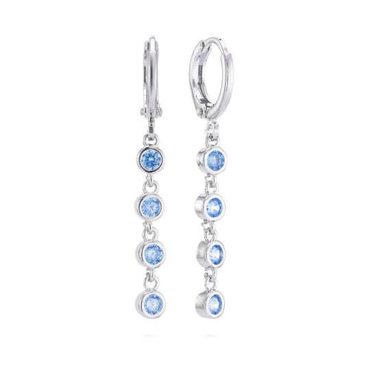 Ellica Turquoise Silver Droplet Huggie Earrings