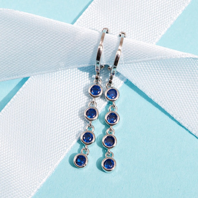 Cecilia Blue Droplet Huggie Hoops