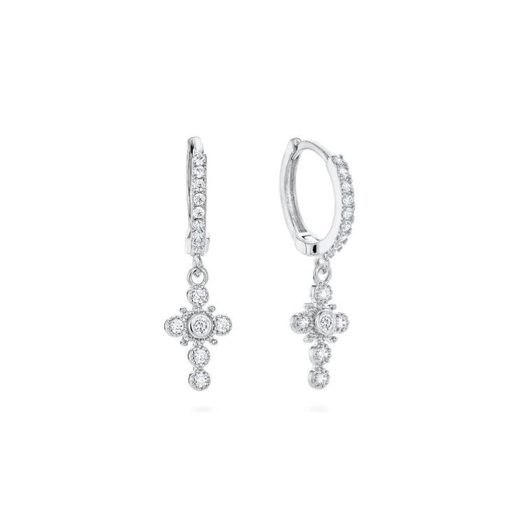 Ella Silver Cross Huggie Hoops