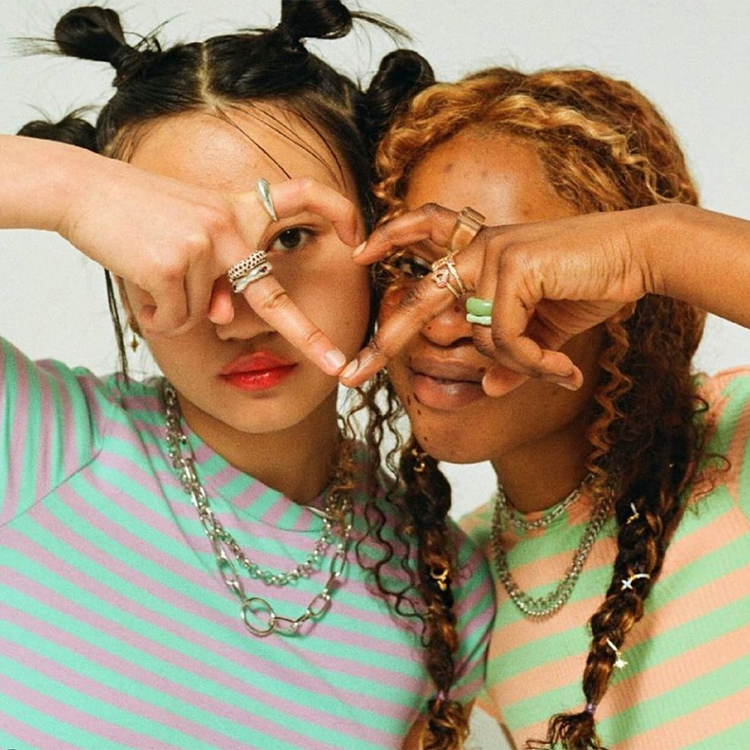 Hannah Turquoise Huggie Hoops Models