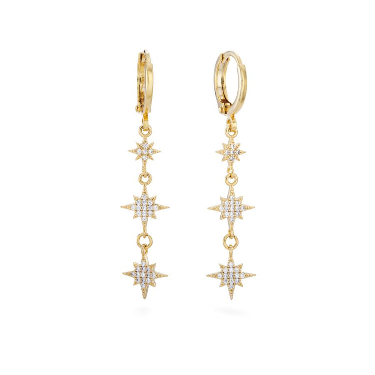 Samson Droplet Star Crystal Huggie Hoops