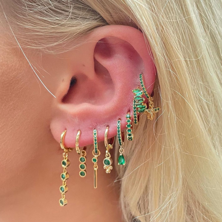 Little Rainforest Green Huggie Hoops set