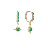 Tallulah Green Star Huggie Hoops