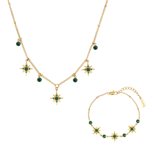 The Maia & Eloise Gold Green Stacking Set