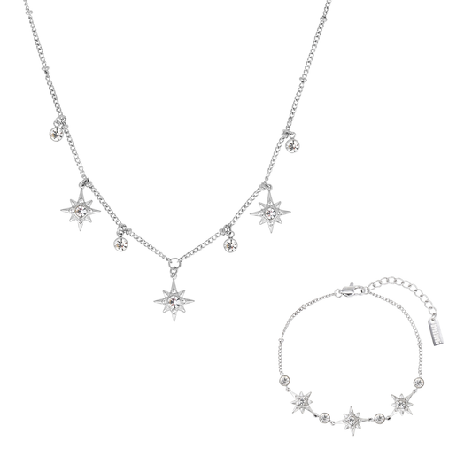 The Maia & Eloise Silver Crystal Stacking Set