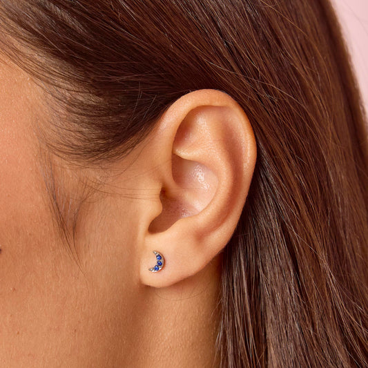 Harriet Silver Blue Moon Stud Earrings