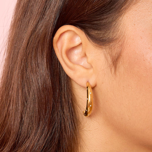 Skye Crystal Chunky Half-Hoop Earrings