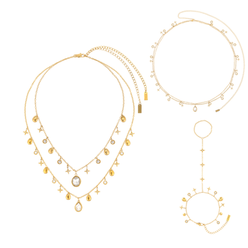 The Kezia, Florence, Lara & Ariella Gold Crystal Stacking Set