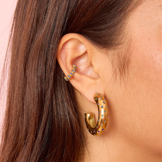 Petra Gold Multi-Blue Chunky Star Hoops