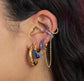 Camilla Blue Gold Cross Huggie Earrings