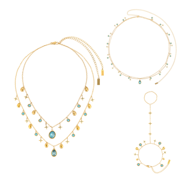 The Kezia, Florence, Lara & Ariella Gold Turquoise Stacking Set