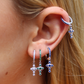 Orla Green Silver Cross Huggie Earrings