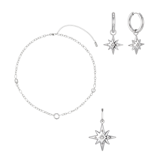 The Kiki, Aleena & Ellie Silver Crystal Stacking Set