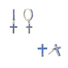 The Camilla Cross Huggie & Camilla Cross Stud Set – Silver & Blue