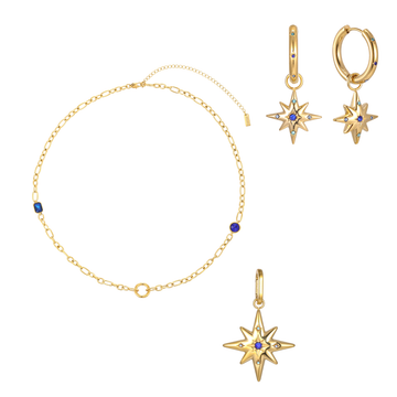 The Kiki, Aleena & Ellie Gold Multi Blue Stacking Set