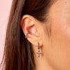 Isabella Gold Blue Cross Huggie Earrings