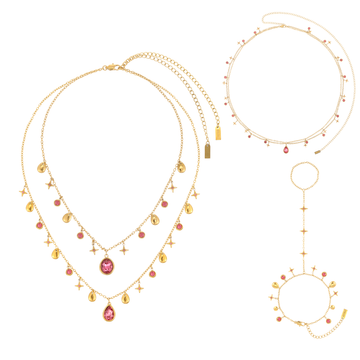 The Kezia, Florence, Lara & Ariella Gold Pink Stacking Set