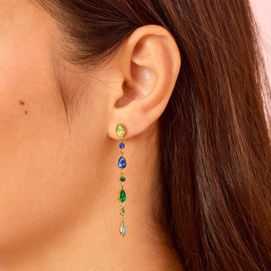Freya Gold Rainbow Droplet Statement Stud Earrings