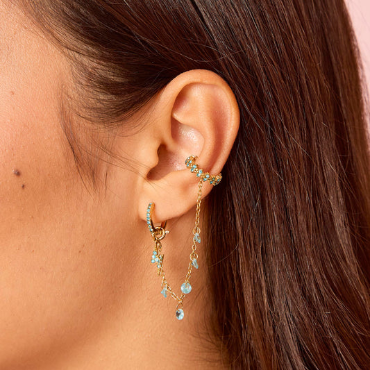 Millie Gold Turquoise Chunky Ear Cuff & Droplet Chain