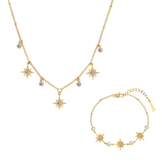 The Maia & Eloise Gold Crystal Stacking Set