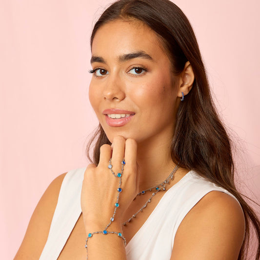 Tshenolo Silver Blue Hand Chain