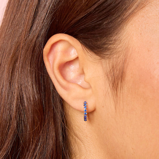 Mimi Silver Blue Huggie Earrings