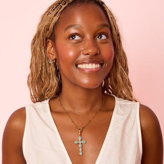 Phoebe Gold Turquoise Cross Pendant Charm