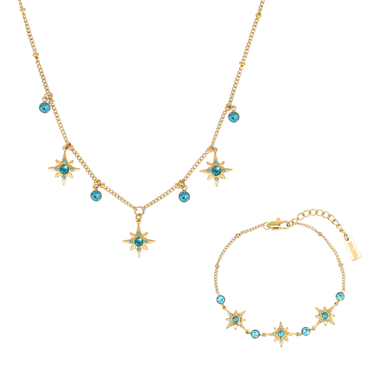 The Maia & Eloise Gold Turquoise Stacking Set