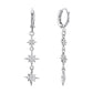 Violet Crystal Silver Droplet Star Huggie Earrings