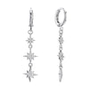 Romilly Crystal Silver Droplet Star Huggie Earrings