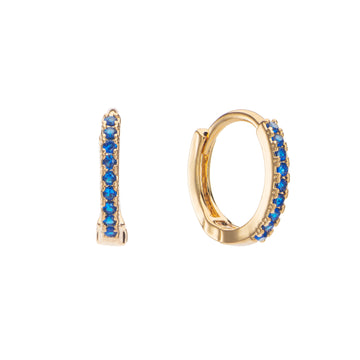 Evie Blue Gold Original Colourful Huggie Earrings