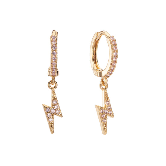 Stella Pink Gold Lightning Bolt Huggie Earrings
