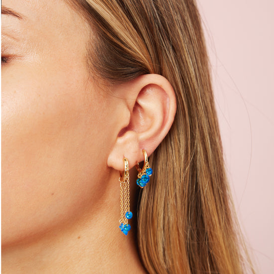 Alisa Gold Blue Huggie Earrings